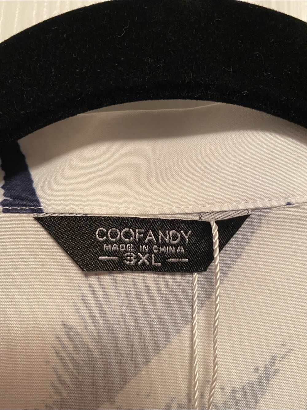 Coofandy Men's White & Navy Palm Print Short-Sleeve Shirt…size 3XL - Picture 4 of 6